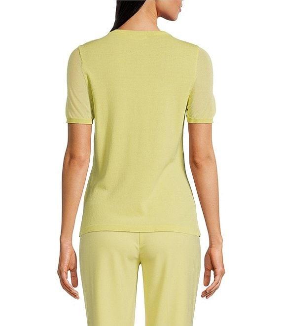 Calvin Klein Sweater Knit Crew Neck Short Sleeve Relaxed Fit Blouse Product Image