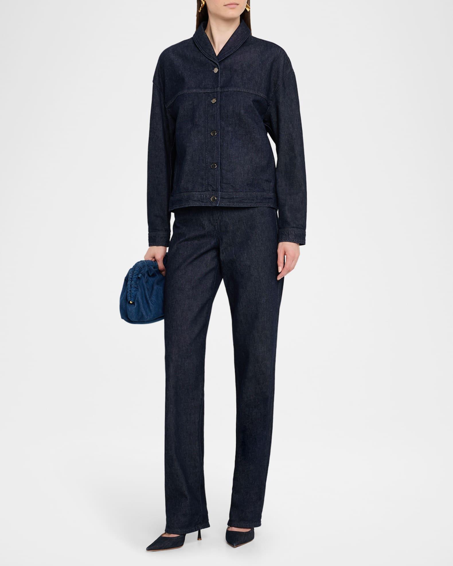 Shawl-Collar Cotton Denim Jacket Product Image