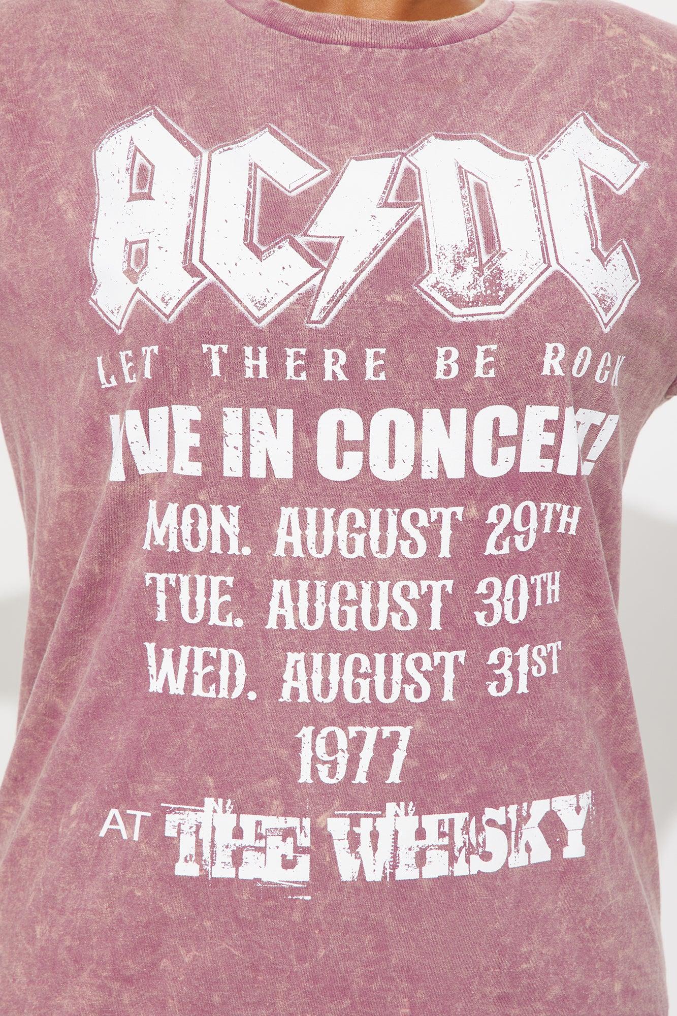 ACDC Live In Concert Washed Tour Tee - Burgundy Female Product Image