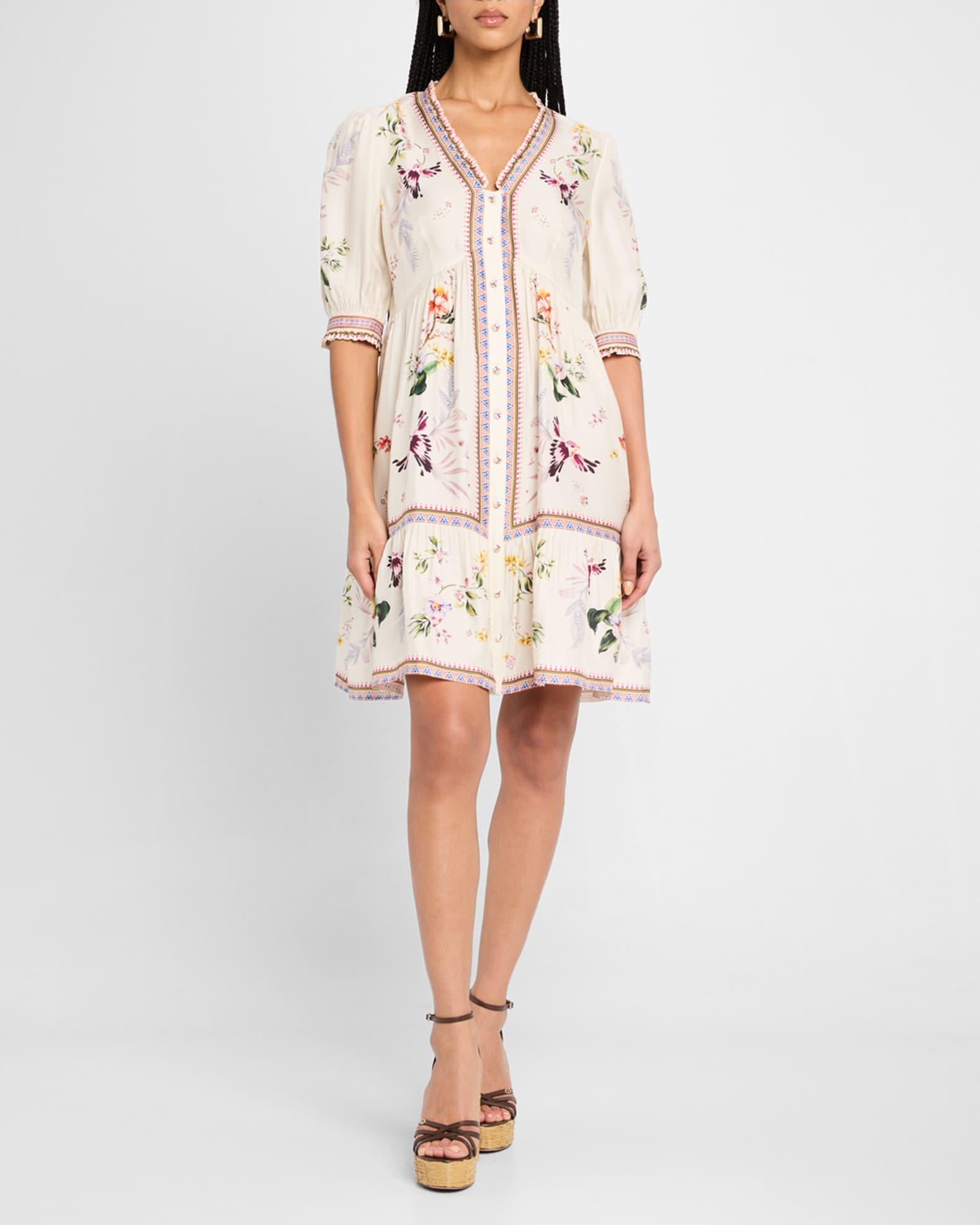 Loren Floral-Print Flounce Mini Dress Product Image