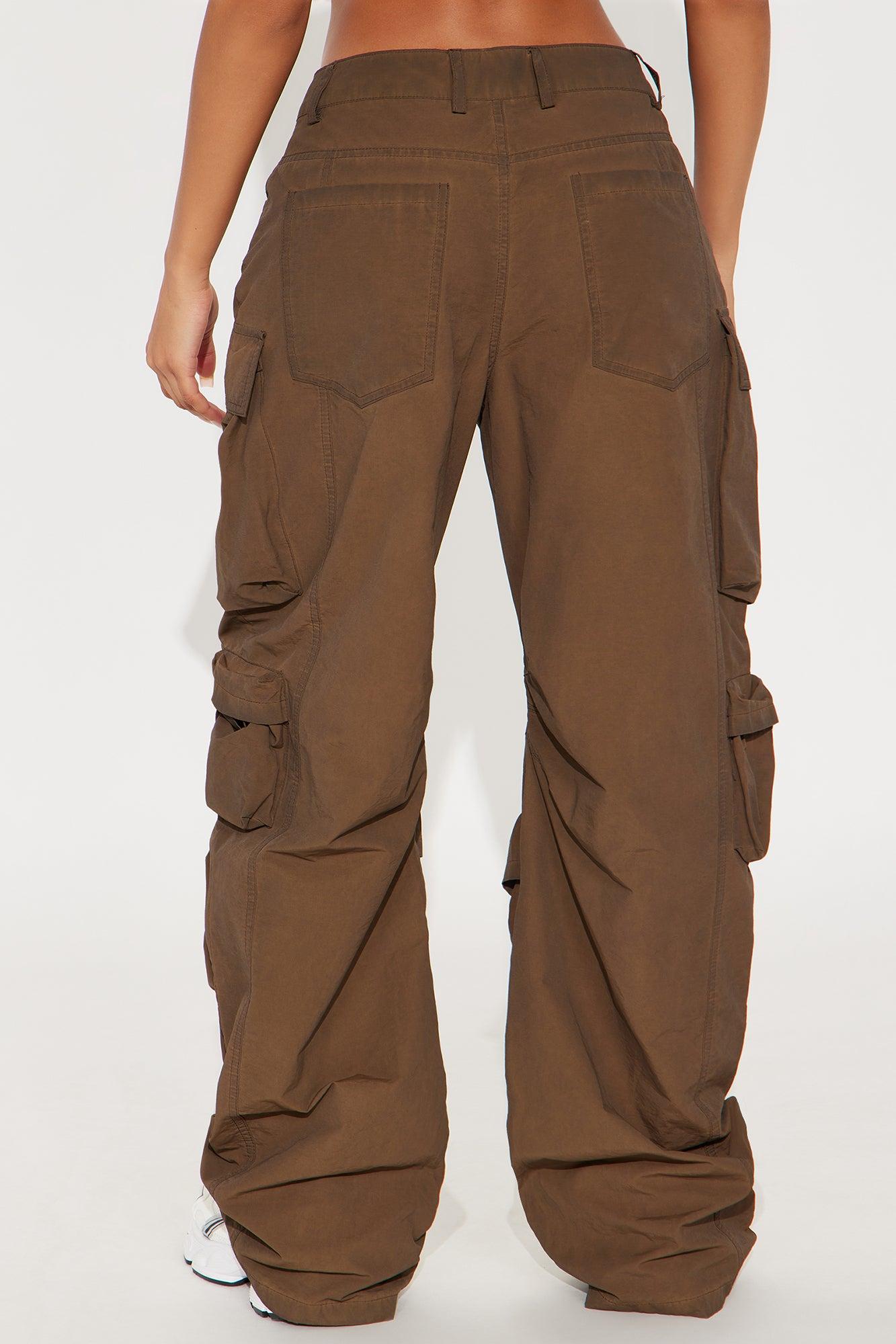 Talk It Up Oversized Cargo Pant - Chocolate Female Product Image