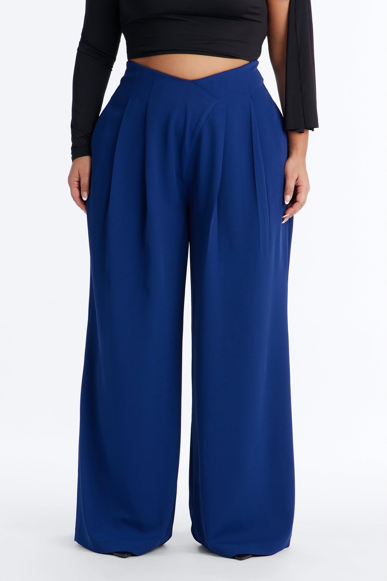 About Time Wide Leg Trousers - Blue Female Product Image