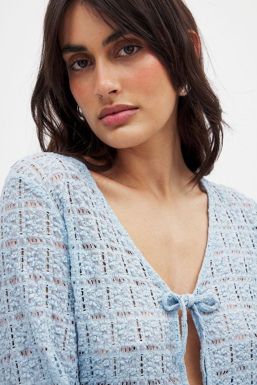 Balloon Sleeve Tie Top Product Image