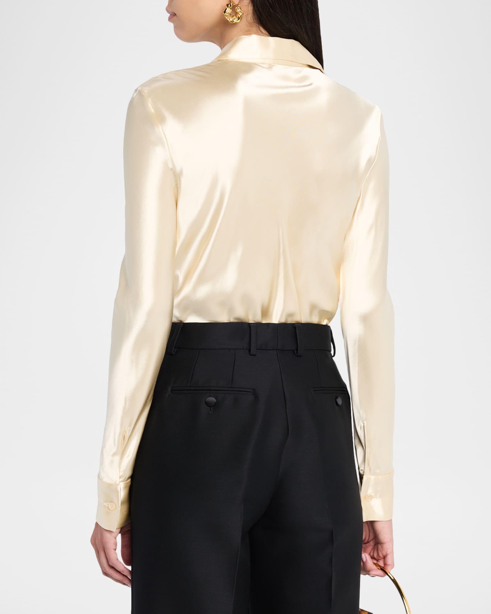 Satin Button-Front Blouse Product Image