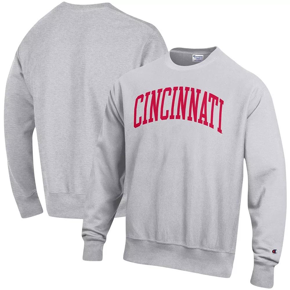 Men's Champion Heathered Gray Cincinnati Bearcats Arch Reverse Weave Pullover Sweatshirt,  Product Image