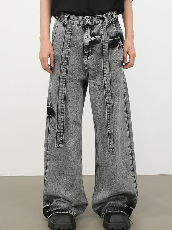 Men's Washed Loose Jeans Product Image