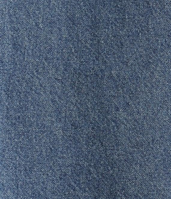 A Loves A Denim 3/4 Puffed Sleeve Pleated Shoulder Tie Neck Denim Top Product Image