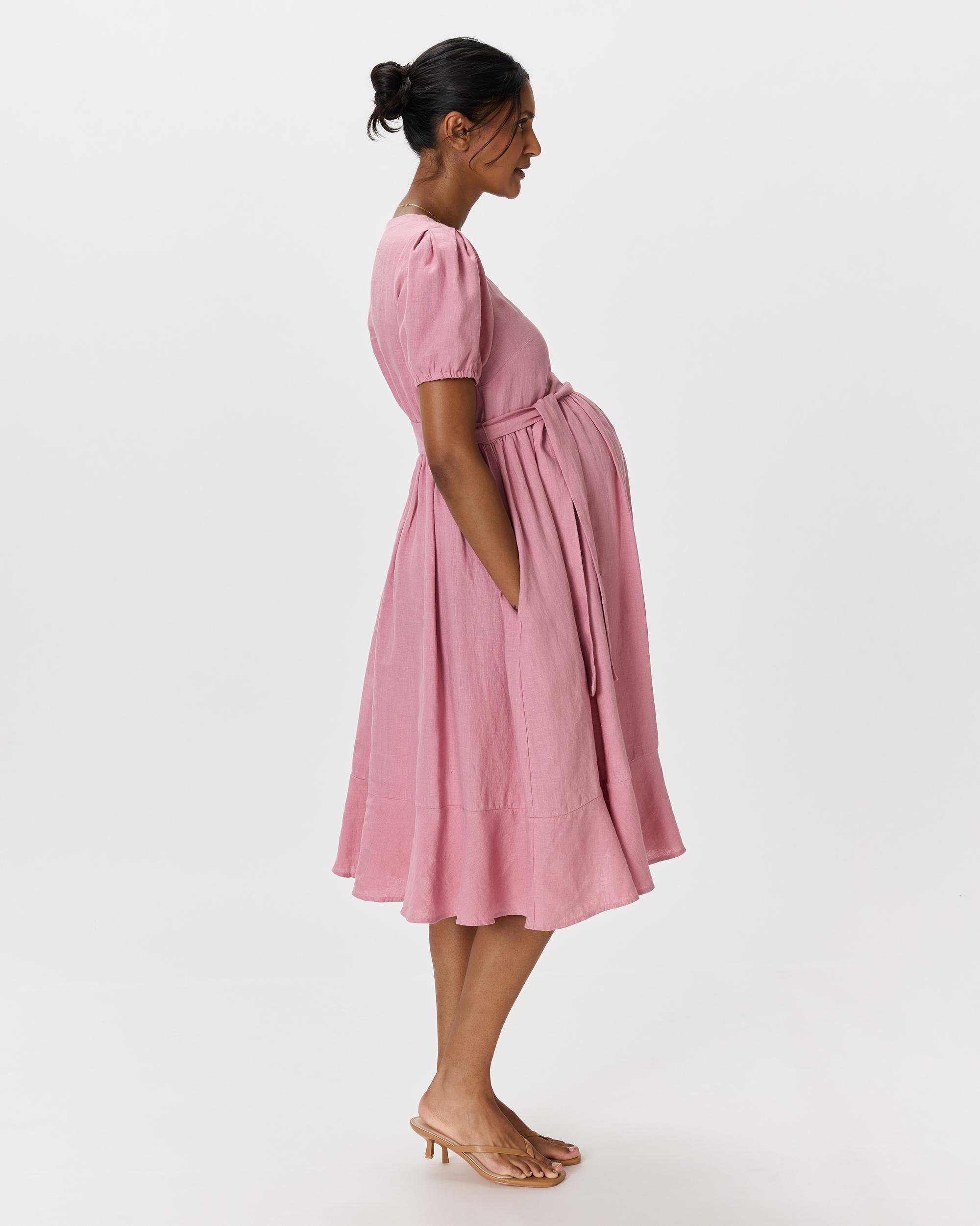 Quince | Women's 100% European Linen Maternity Short Sleeve Midi Dress Size XL, Tencel Product Image