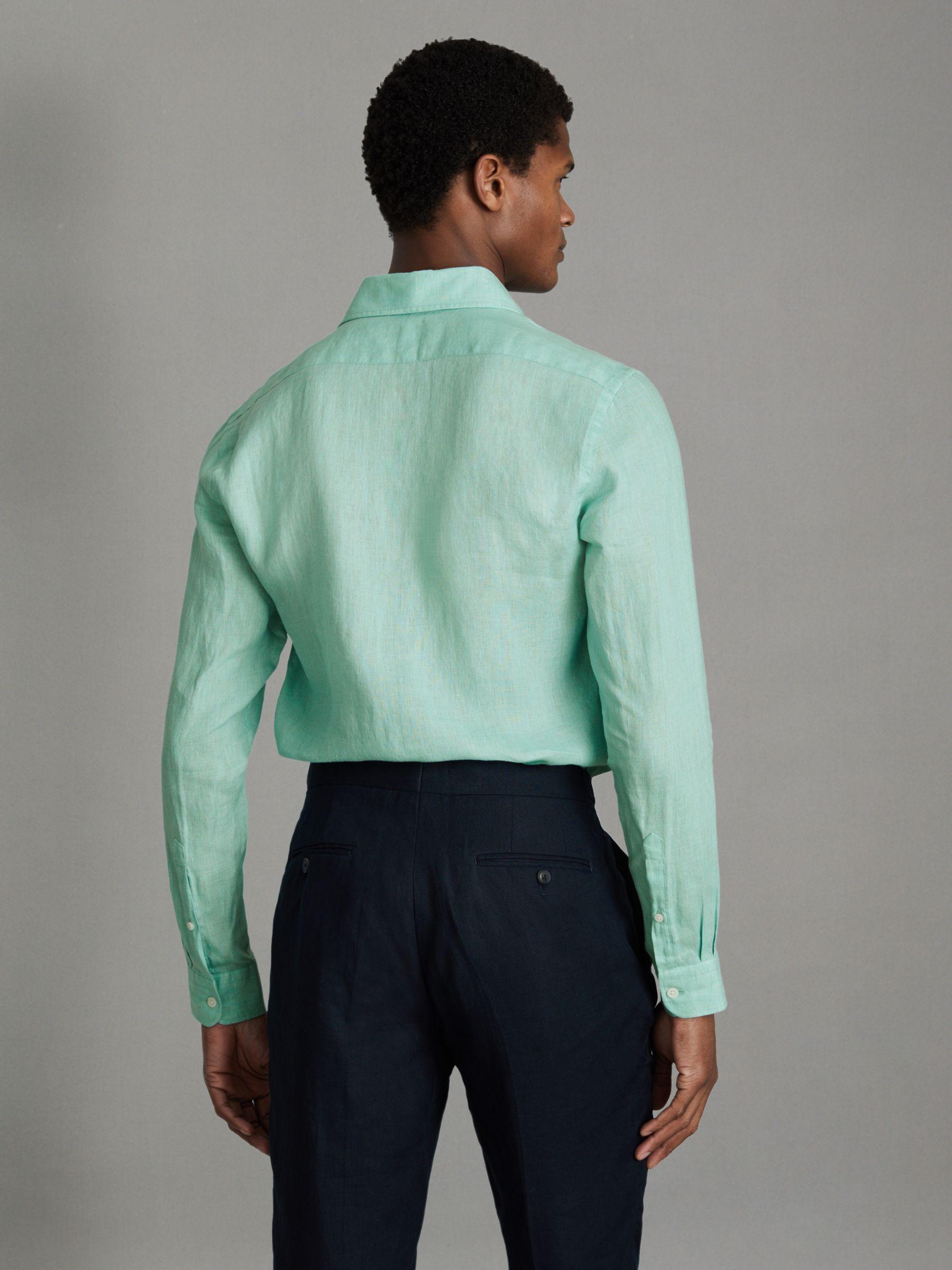 Linen Button-Through Shirt in Bermuda Green Product Image