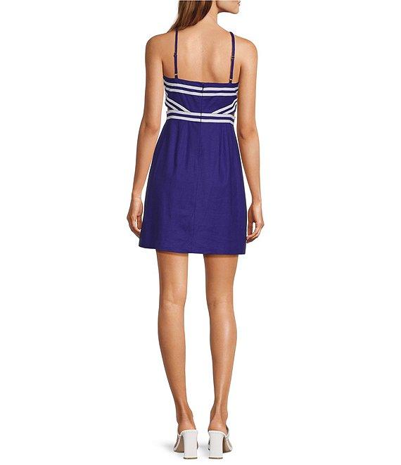 Trina Turk Grasse Stretch Linen Halter Neck Sleeveless Side Cutout Dress Product Image