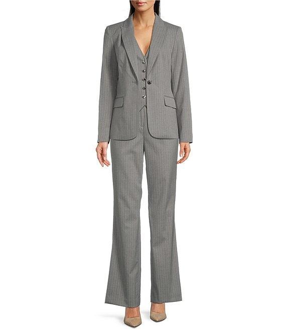 Calvin Klein Pinstripe Peak Lapel One-Button Jacket Product Image