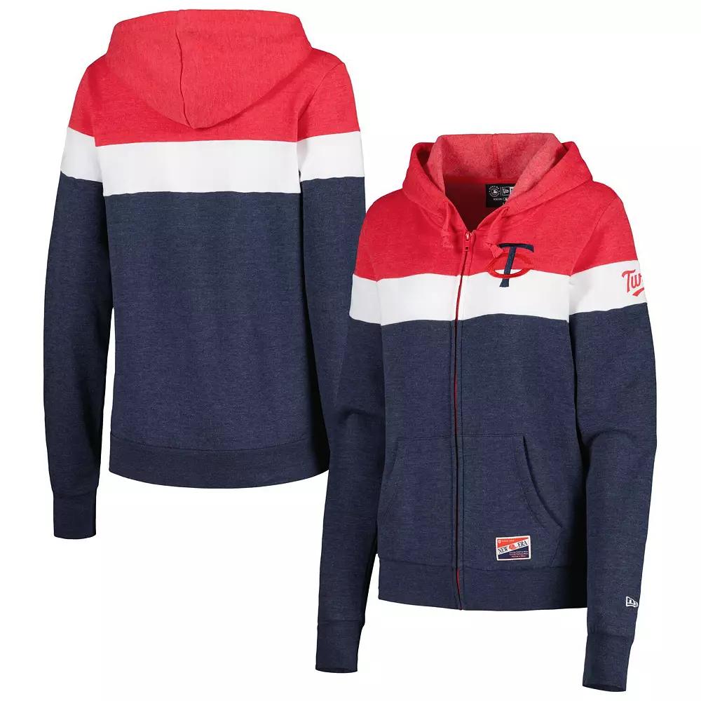 Women's New Era Heather Navy Minnesota Twins Colorblock Full-Zip Hoodie Jacket, Size: Small, Blue Product Image