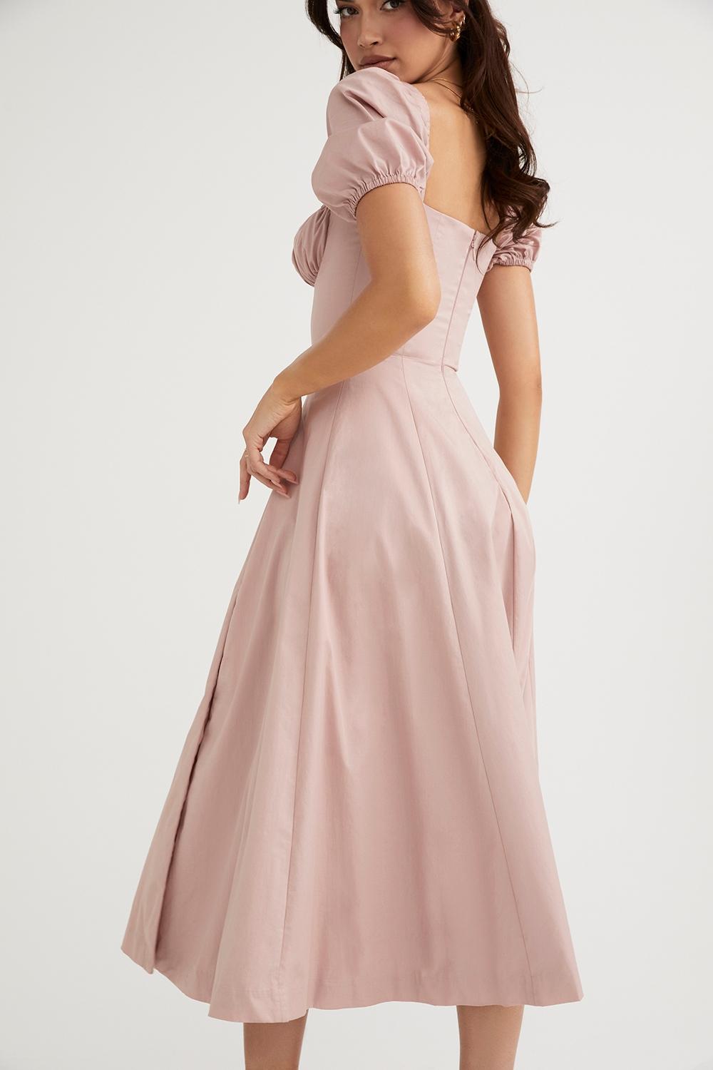 Tallulah  blush puff sleeve midi dress - sale Product Image