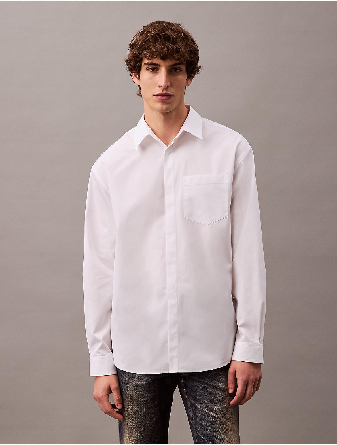 Calvin Klein Mens Pocket Cotton Button-Down Shirt - White Product Image