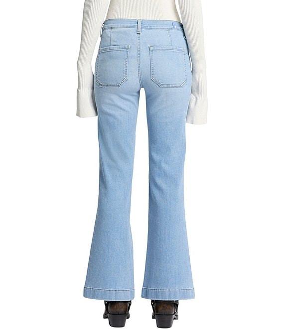 7 For All Mankind Dojo Tailorless Front Patch Pocket Mid Rise Flare Leg Jeans Product Image