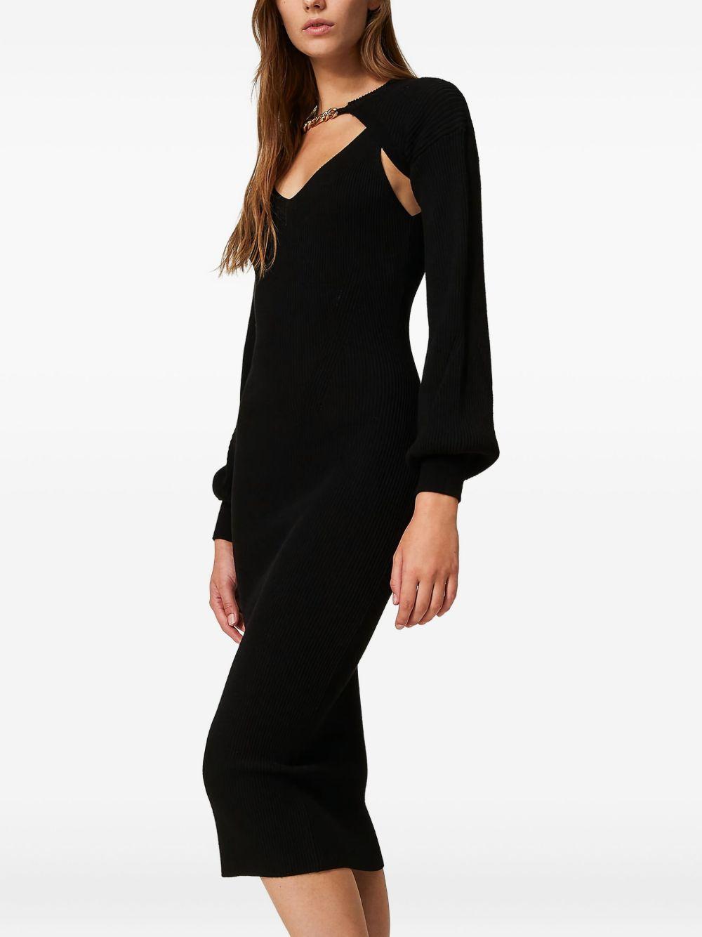 chain-embellished ribbed-knit midi dress Product Image