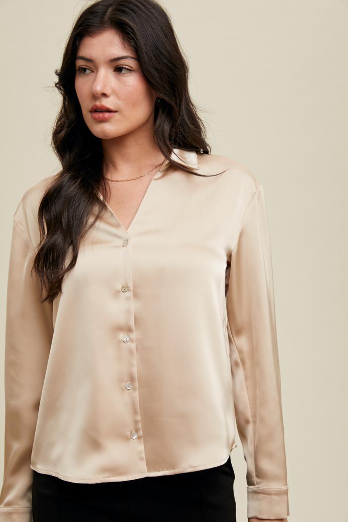 Satin Button-up Shirt Product Image
