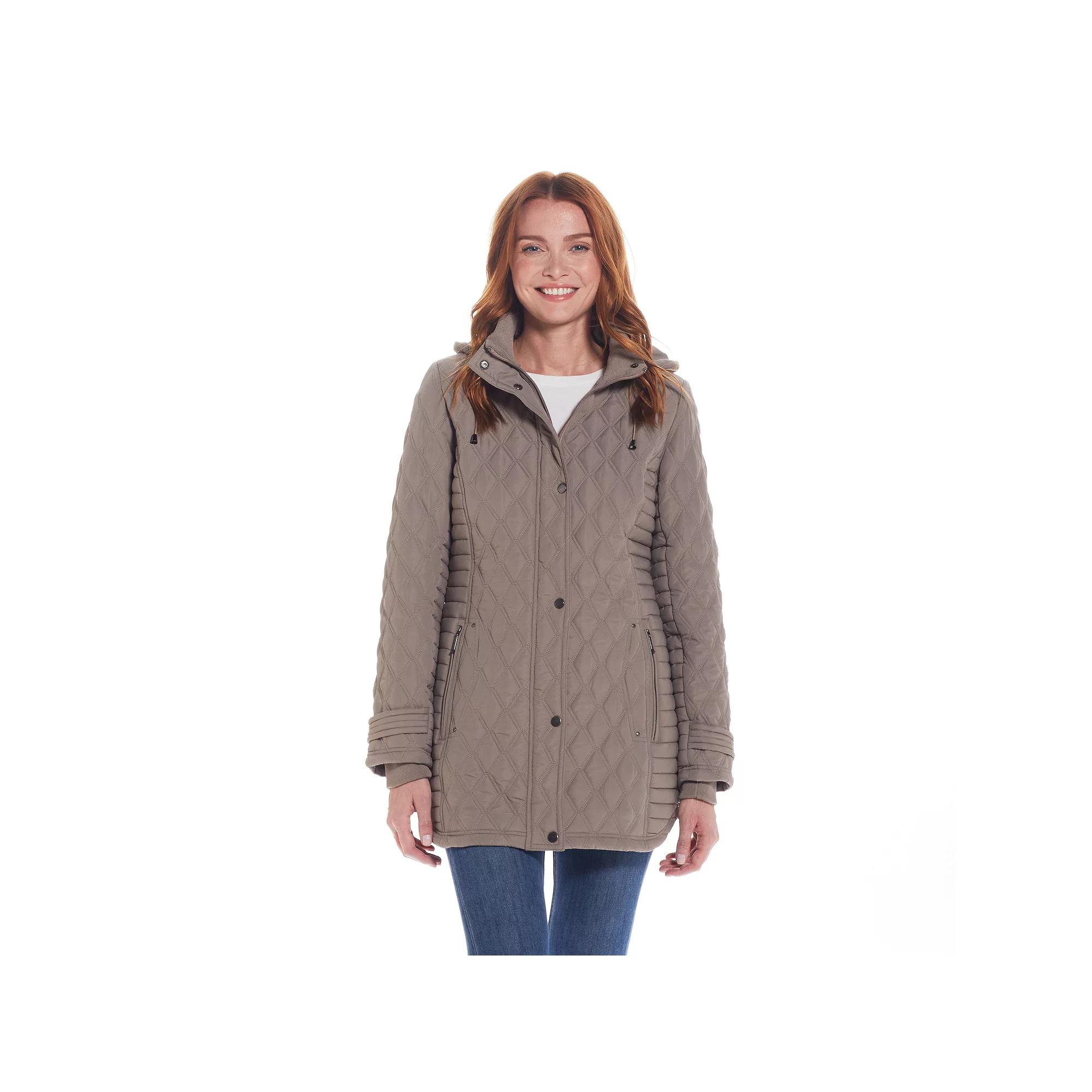 Women's Weathercast Ribbed Knit Quilted Hooded Walker Jacket,  Product Image