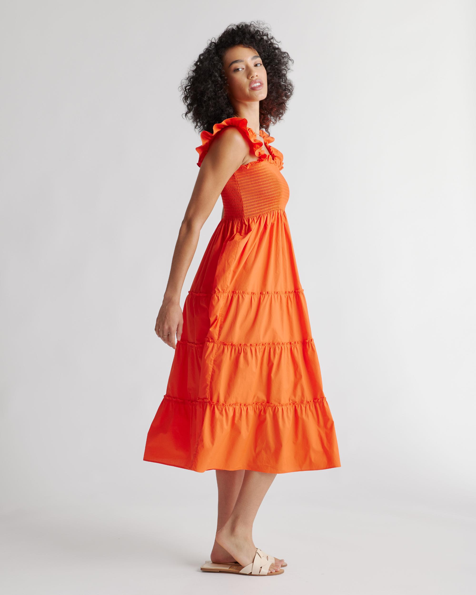 Quince | Women's Poplin Smocked Midi Dress Organic Cotton Product Image
