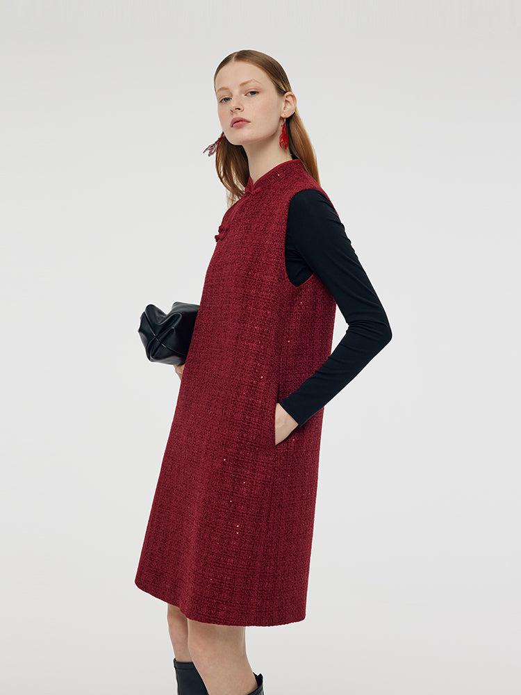 Wool Blend Mini Dress And Knit Top Two-Piece Set Product Image