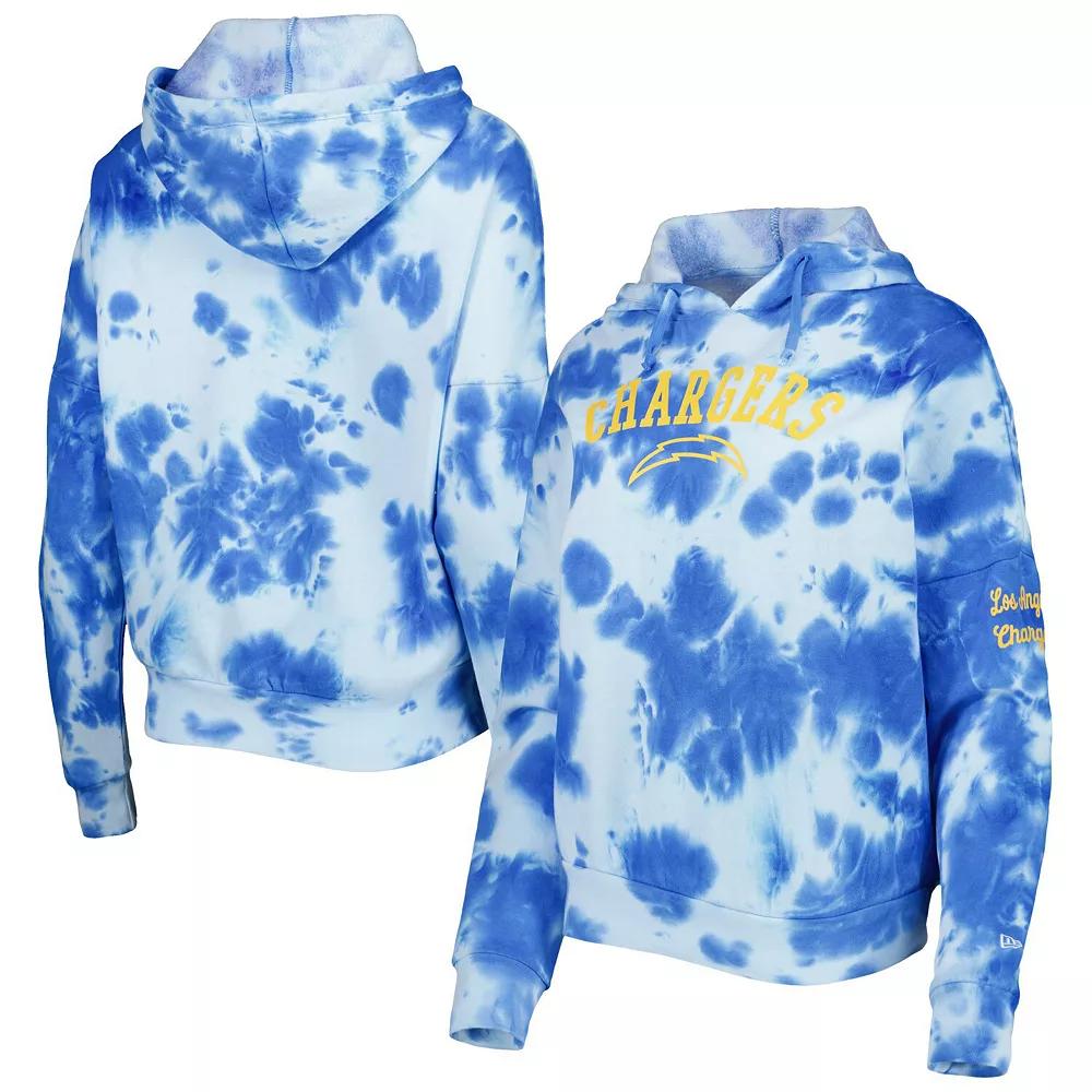Women's New Era Powder Blue Los Angeles Chargers Cloud Dye Fleece Pullover Hoodie, Size: Large, Light Product Image