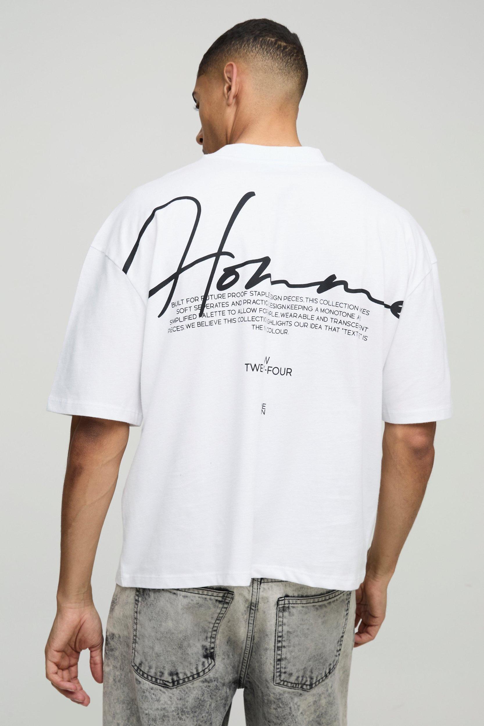 Oversized Boxy Heavyweight Peached Embroidered T-shirt | boohooMAN USA Product Image
