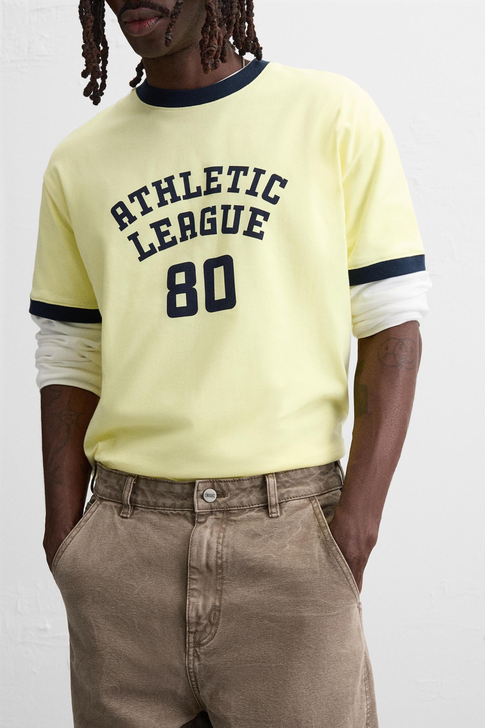 CONTRAST RIB TEXT T-SHIRT Product Image