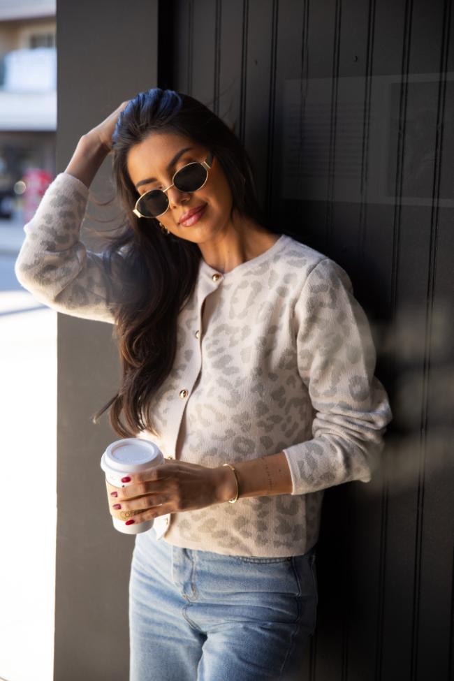 Dream Big Taupe Leopard Cardigan FINAL SALE Product Image