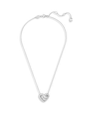 Swarovski Matrix Baguette Crystal Woven Heart Pendant Necklace in Rhodium Plated, 15-17 Product Image