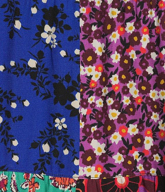 John Mark Woven Patch Print Wire Collar 3/4 Cinch Tie Sleeve Button Front Shirt Product Image