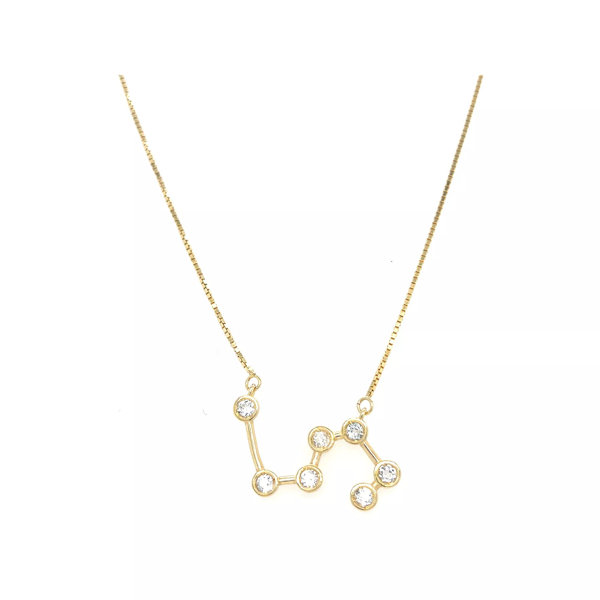 Meshmerise Sterling Silver White Topaz Zodiac Constellation Necklace, Women's, Size: 16-18" ADJ, Gold Tone Leo Product Image