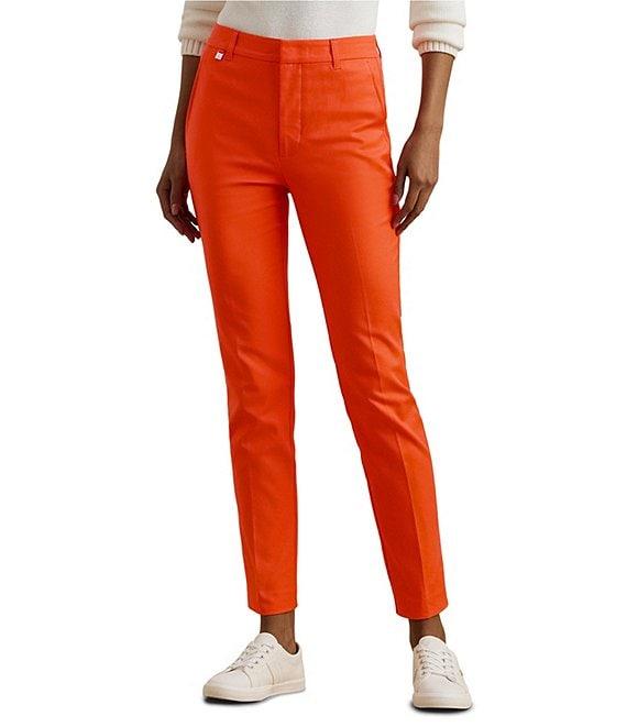 Lauren Ralph Lauren Double Faced Stretch Cotton Mid Rise Skinny Pants Product Image