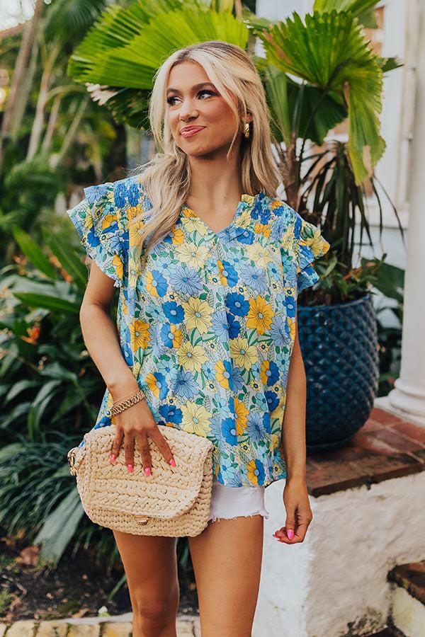Floral Galore Shift Top In Blue Product Image