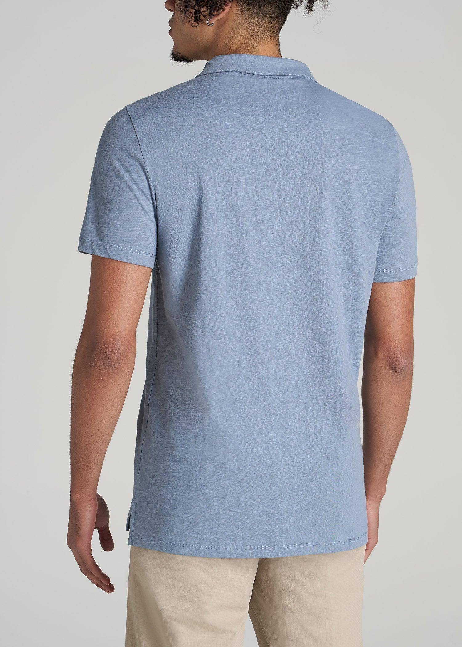 Slub Self Collar Polo Shirt for Tall Men in Black Male Product Image