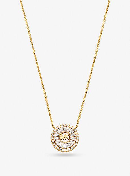 Precious Metal-Plated Sterling Pavé Halo Necklace Product Image
