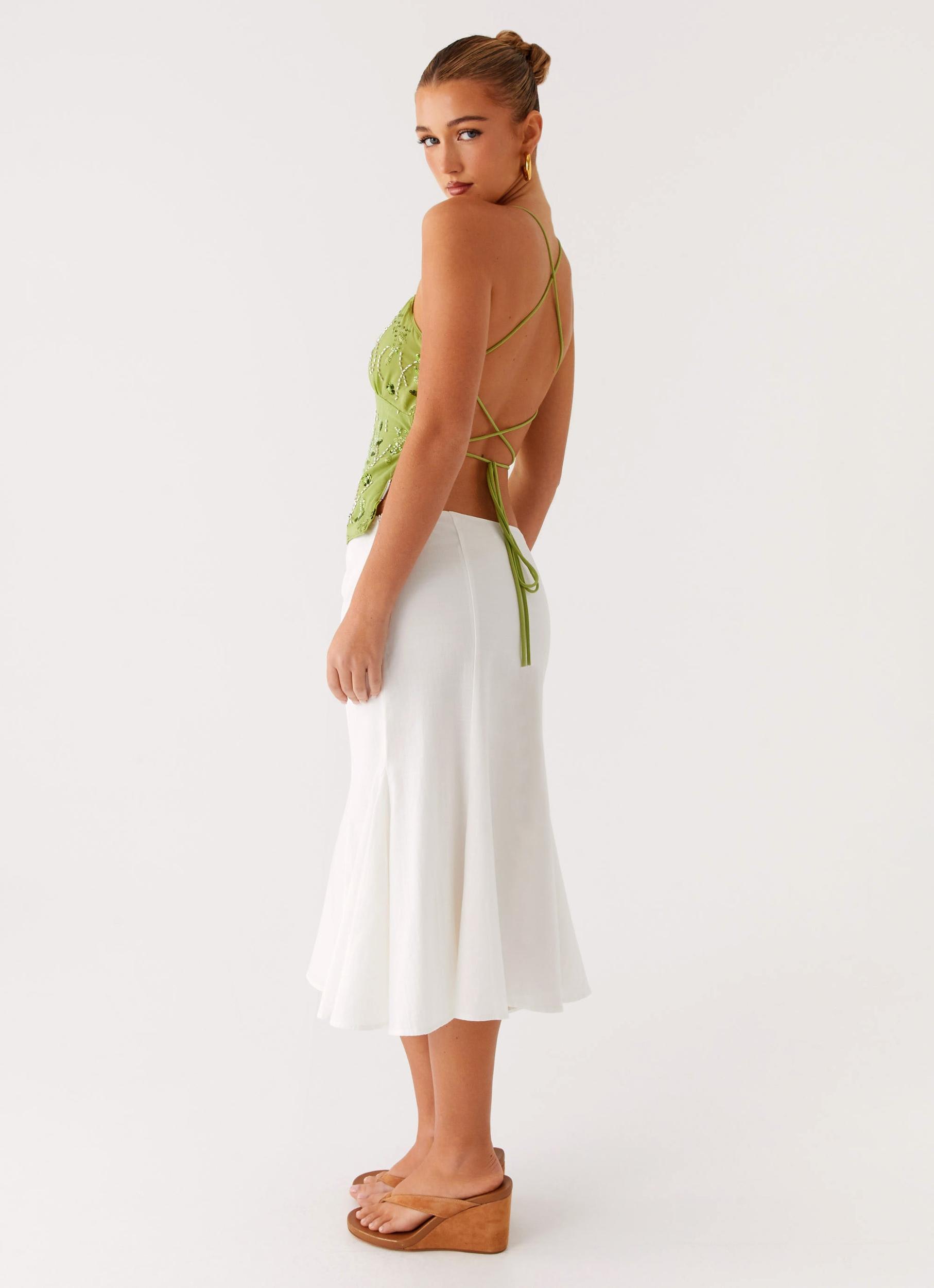 Kamilla Sequin Cami Top - Lime Product Image