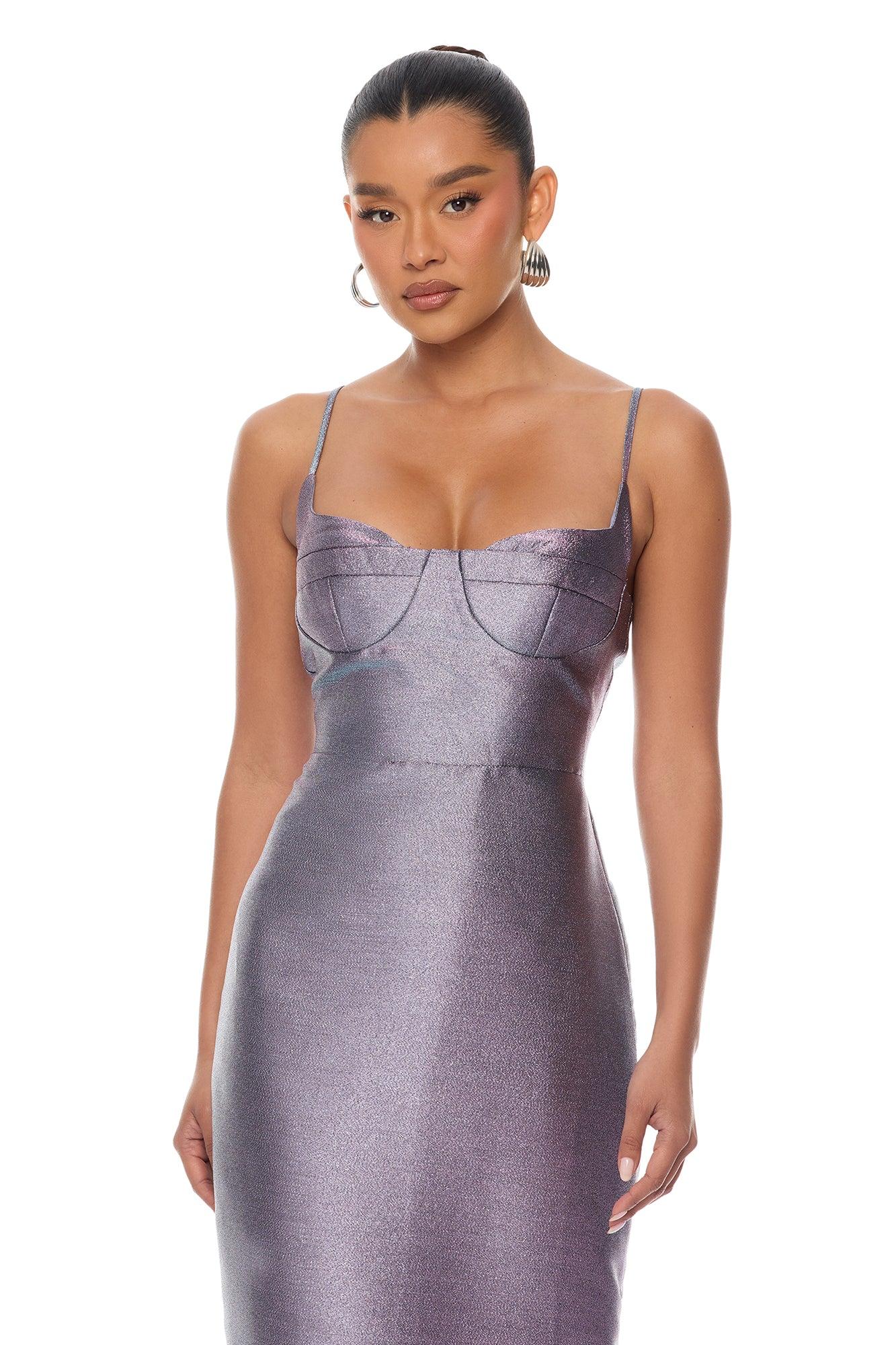 Cosmic Dream Metallic Maxi Dress - Blue/combo Female Product Image