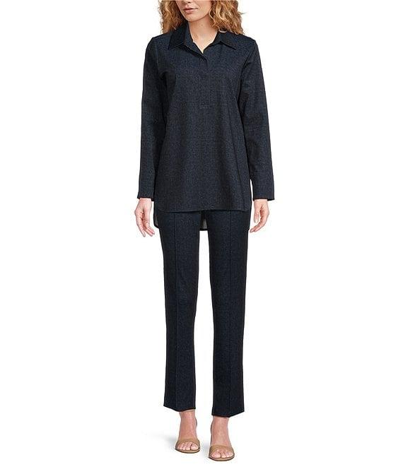 Jude Connally Hadley Stretch Knit Denim Point Collar Long Sleeve Tunic Product Image