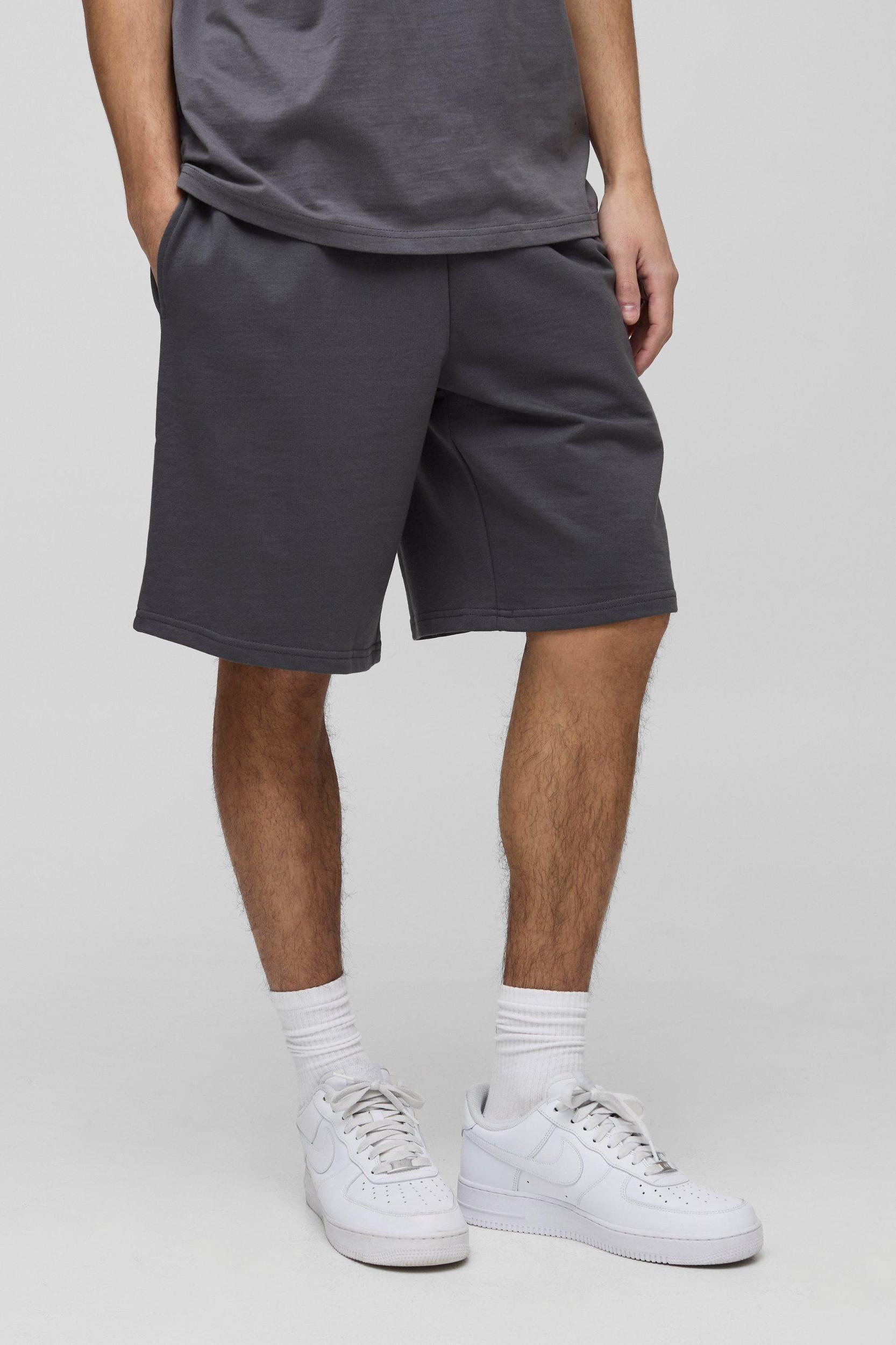 260GSM Loopback Basic Oversized Mid Length Short | boohooMAN USA Product Image