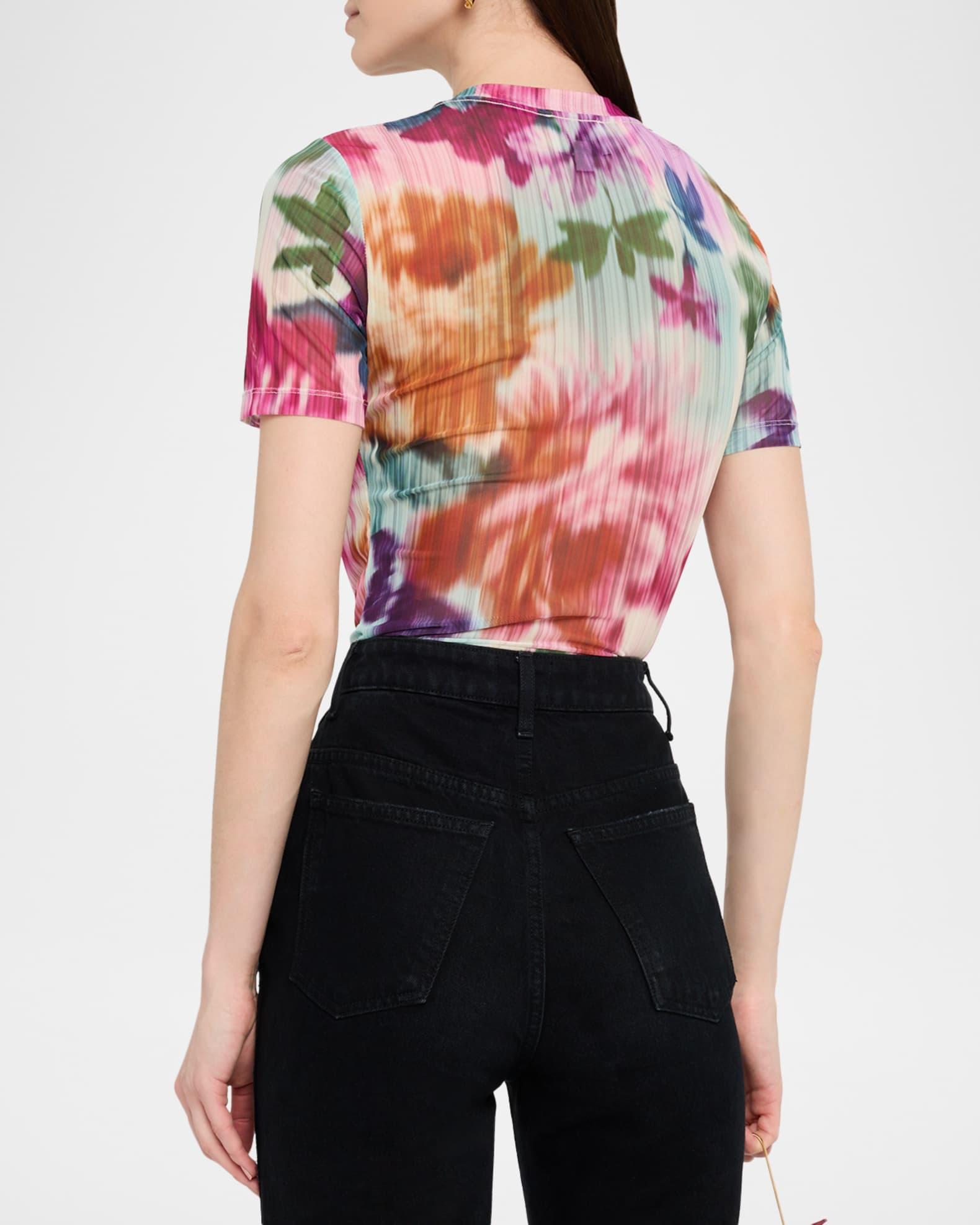 Eleanor Crewneck Floral-Print Mesh Tee Product Image