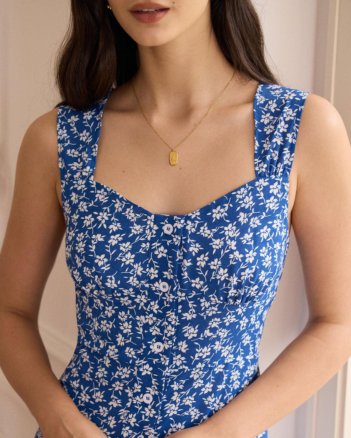 The Single-breasted Floral Midi Dress Female Product Image