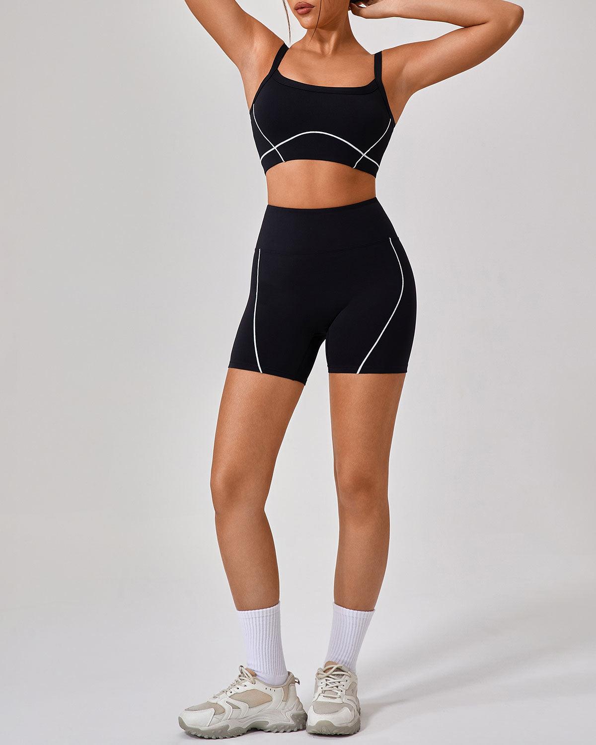 Black High Waisted Yoga Shorts Product Image