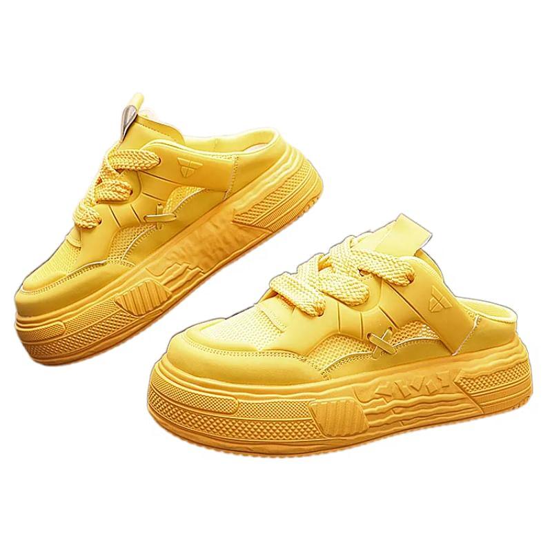 Platform Mesh Panel Lace-Up Mule Sneakers Product Image
