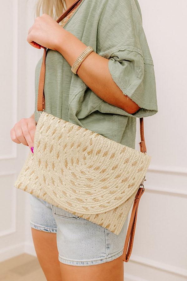 Cocktail Hour Raffia Woven Clutch in Beige Product Image