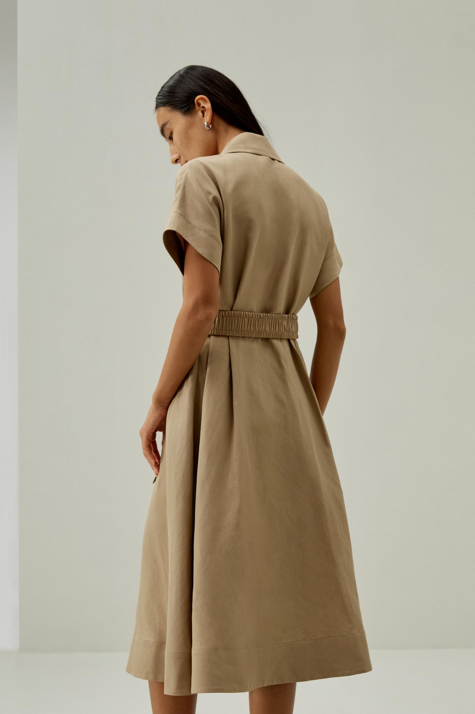 Short Sleeve Trenchcoat-Inspired Dress Product Image