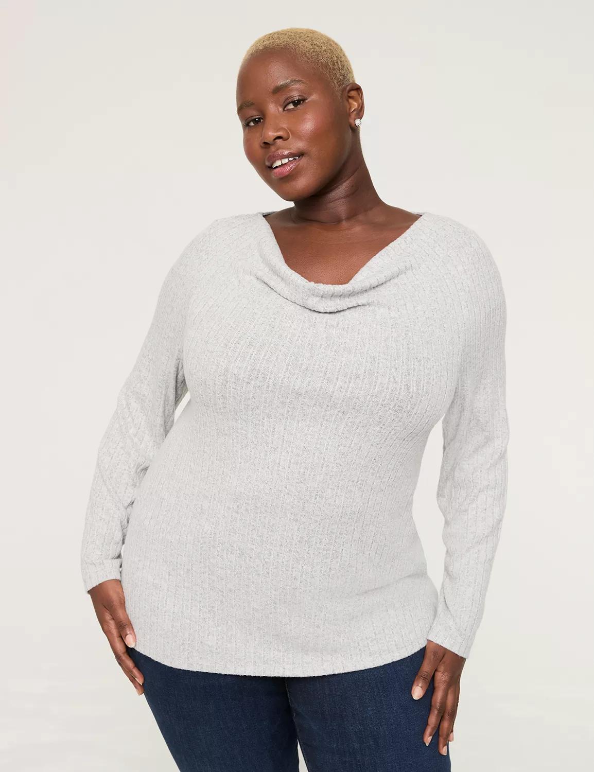 Ribbed Hacci Cowl-Neck Top Product Image