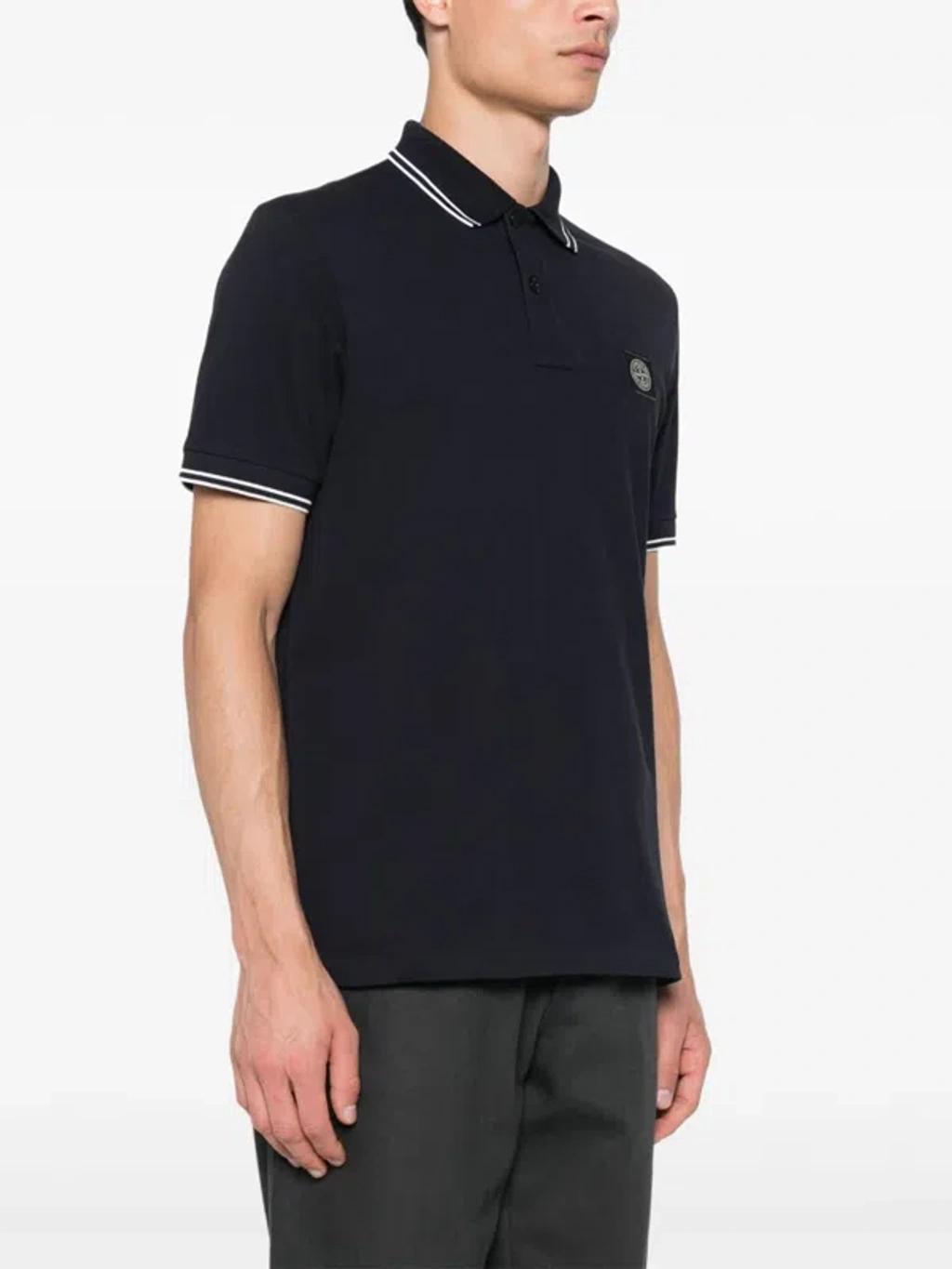 STONE ISLAND Mens Black Brand-patch Regular-fit Stretch-cotton Polo Shirt Xl Product Image