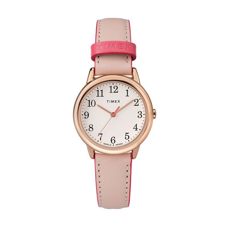 Women's Timex Easy Reader Watch with Leather Strap - Pink TW2R62800JT Product Image