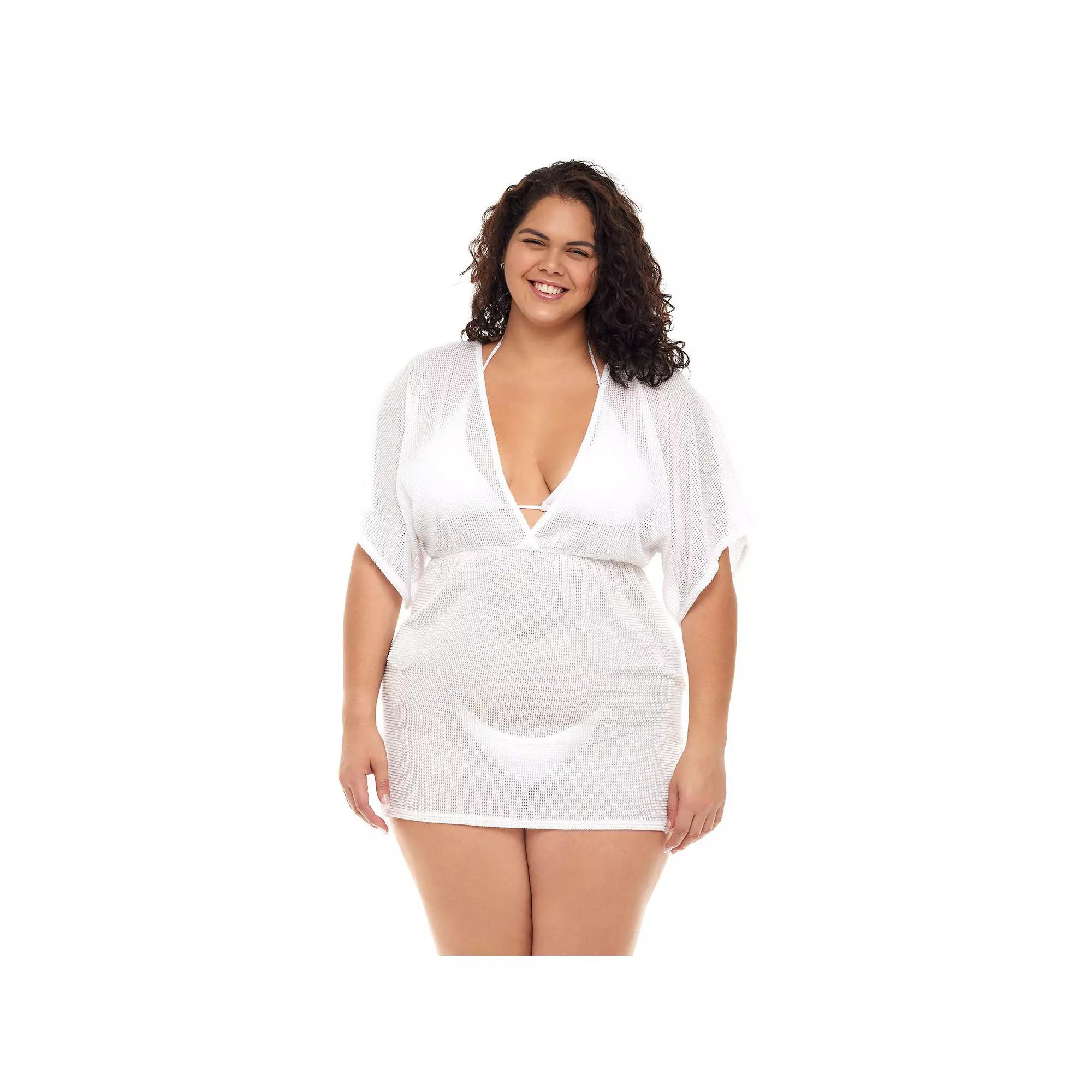 Plus Size Jordan Taylor Textured Dolman Swim Cover-Up Tunic, Women's, Size: 3XL, White Product Image