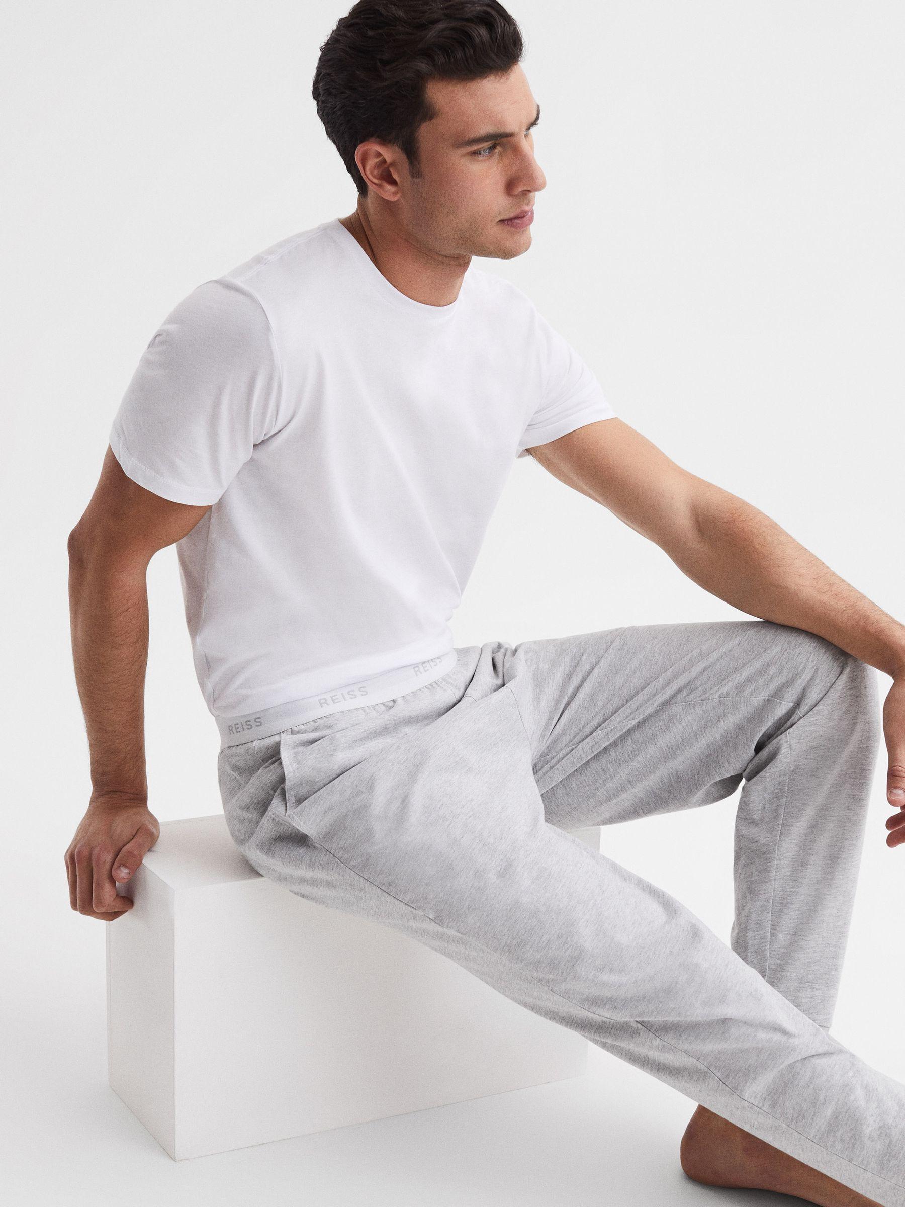 Cotton-Blend Joggers in Grey Melange Product Image
